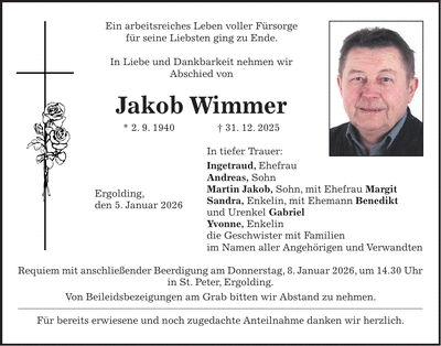 Traueranzeige Jakob Wimmer