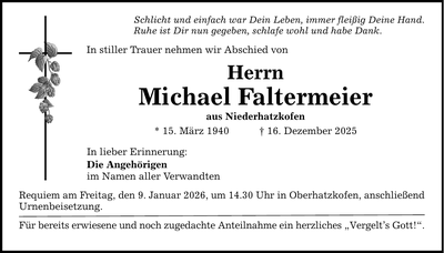 Traueranzeige Michael Faltermeier