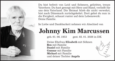 Traueranzeige Johnny Kim Marcussen