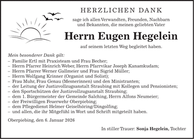 Traueranzeige Eugen Hegelein