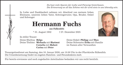 Traueranzeige Hermann Fuchs