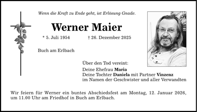 Traueranzeige Werner Maier