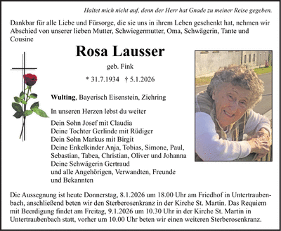 Traueranzeige Rosa Lausser
