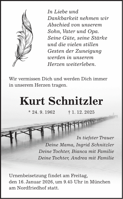 Traueranzeige Kurt Schnitzler