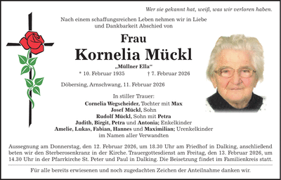 Traueranzeige Kornelia Mückl