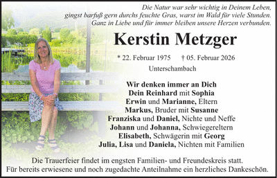 Traueranzeige Kerstin Metzger