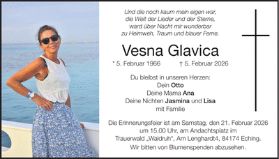 Traueranzeige Vesna Glavica