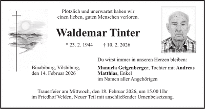 Traueranzeige Waldemar Tinter