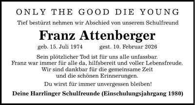 Traueranzeige Franz Attenberger