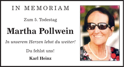 Traueranzeige Martha Pollwein