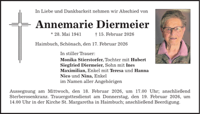 Traueranzeige Annemarie Diermeier