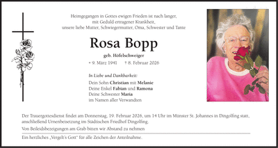 Traueranzeige Rosa Bopp