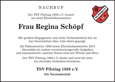 Traueranzeige Regina Schöpf