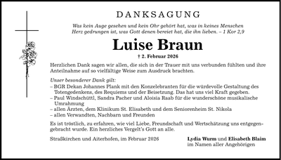 Traueranzeige Luise Braun