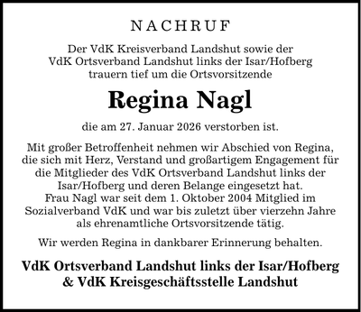 Traueranzeige Regina Nagl
