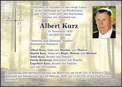 Traueranzeige Albert Kuirz