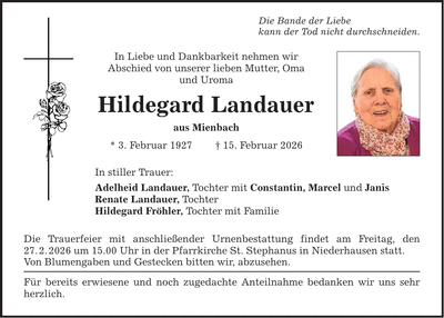 Traueranzeige Hildegard Landauer