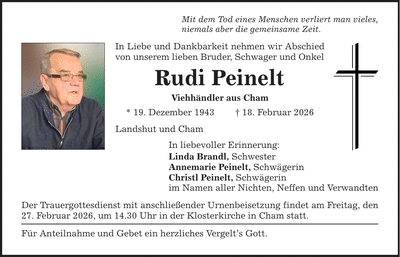Traueranzeige Rudi Peinelt