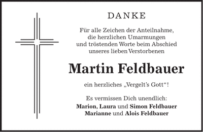 Traueranzeige Martin Feldbauer
