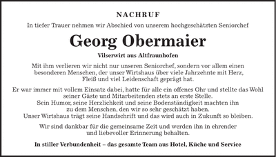 Traueranzeige Georg Obermaier