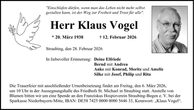 Traueranzeige Klaus Vogel