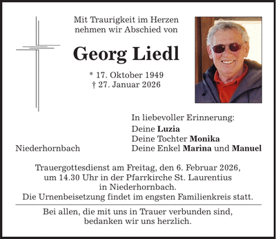Traueranzeige Georg Liedl