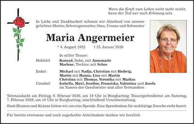 Traueranzeige Maria Angermeier