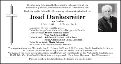 Traueranzeige Josef Dankesreiter