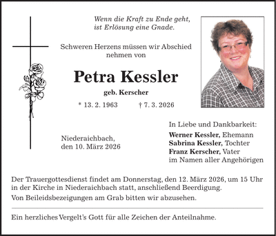 Traueranzeige Petra Kessler