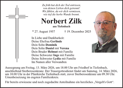 Traueranzeige Norbert Zilk