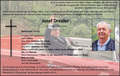 Traueranzeige Josef Drexler