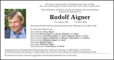 Traueranzeige Rudolf Aigner