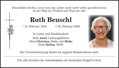 Traueranzeige Ruth Beuschl