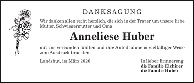 Traueranzeige Anneliese Huber