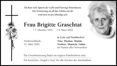 Traueranzeige Brigitte Graschtat