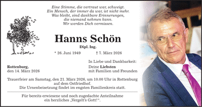 Traueranzeige Hanns Schön