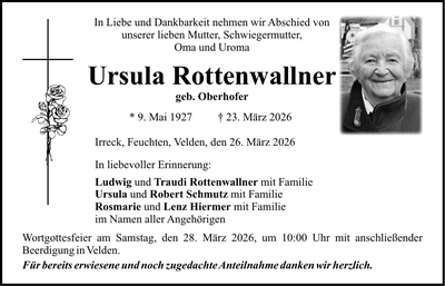 Traueranzeige Ursula Rottenwallner