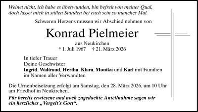 Traueranzeige Konrad Pielmeier