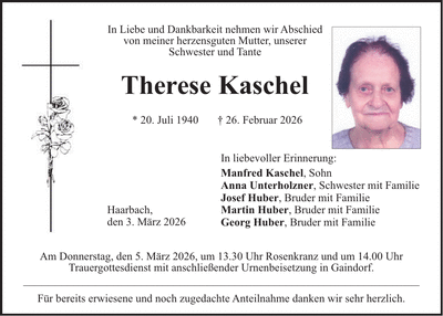 Traueranzeige Therese Kaschel