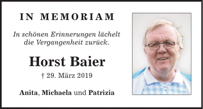Traueranzeige Horst Baier