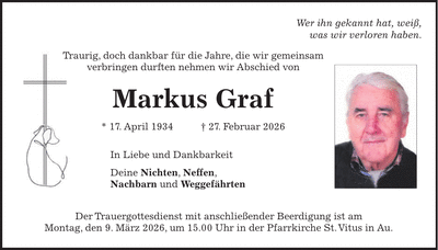 Traueranzeige Markus Graf