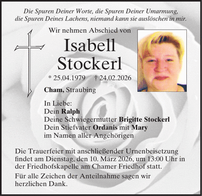 Traueranzeige Isabell Stockerl