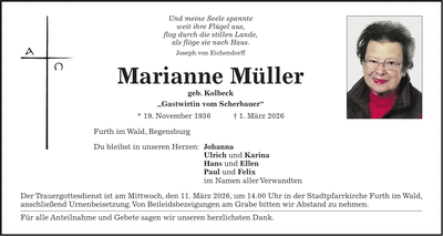 Traueranzeige Marianne Müller