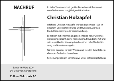 Traueranzeige Christian Holzapfel