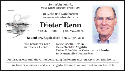 Traueranzeige Dieter Renn