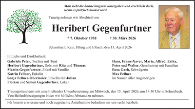 Traueranzeige Heribert Gegenfurtner