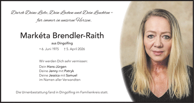 Traueranzeige Markéta Brendler-Raith