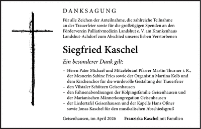 Traueranzeige Siegfried Kaschel