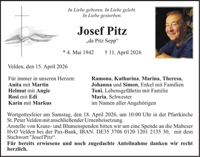 Traueranzeige Josef Pitz