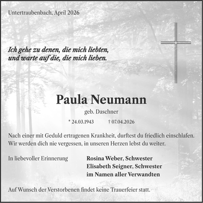 Traueranzeige Paula Neumann